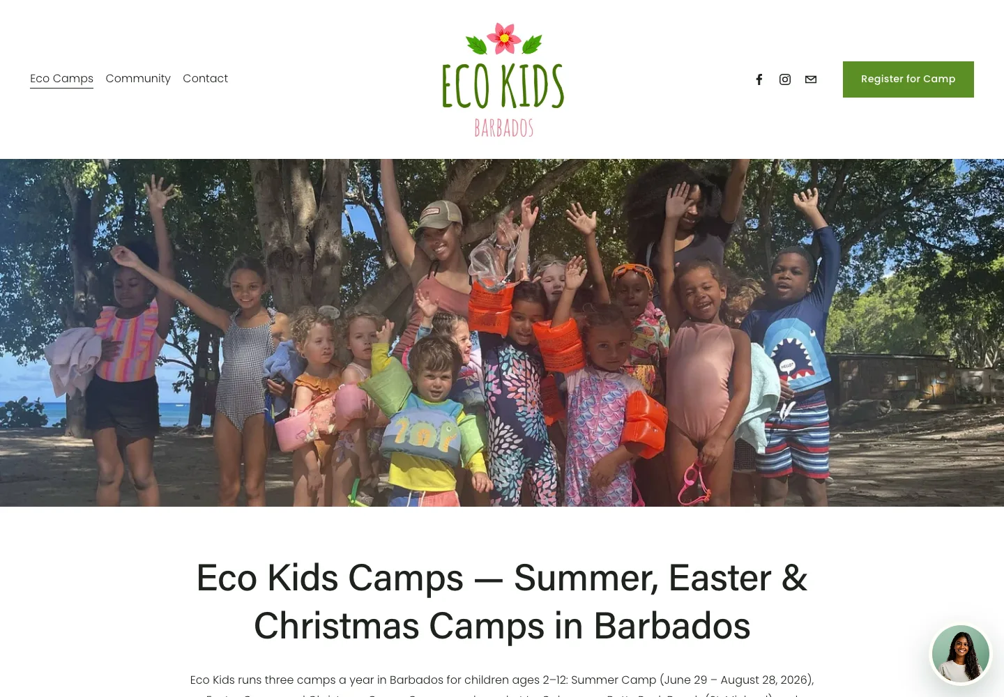 Eco Kids Barbados camp information page